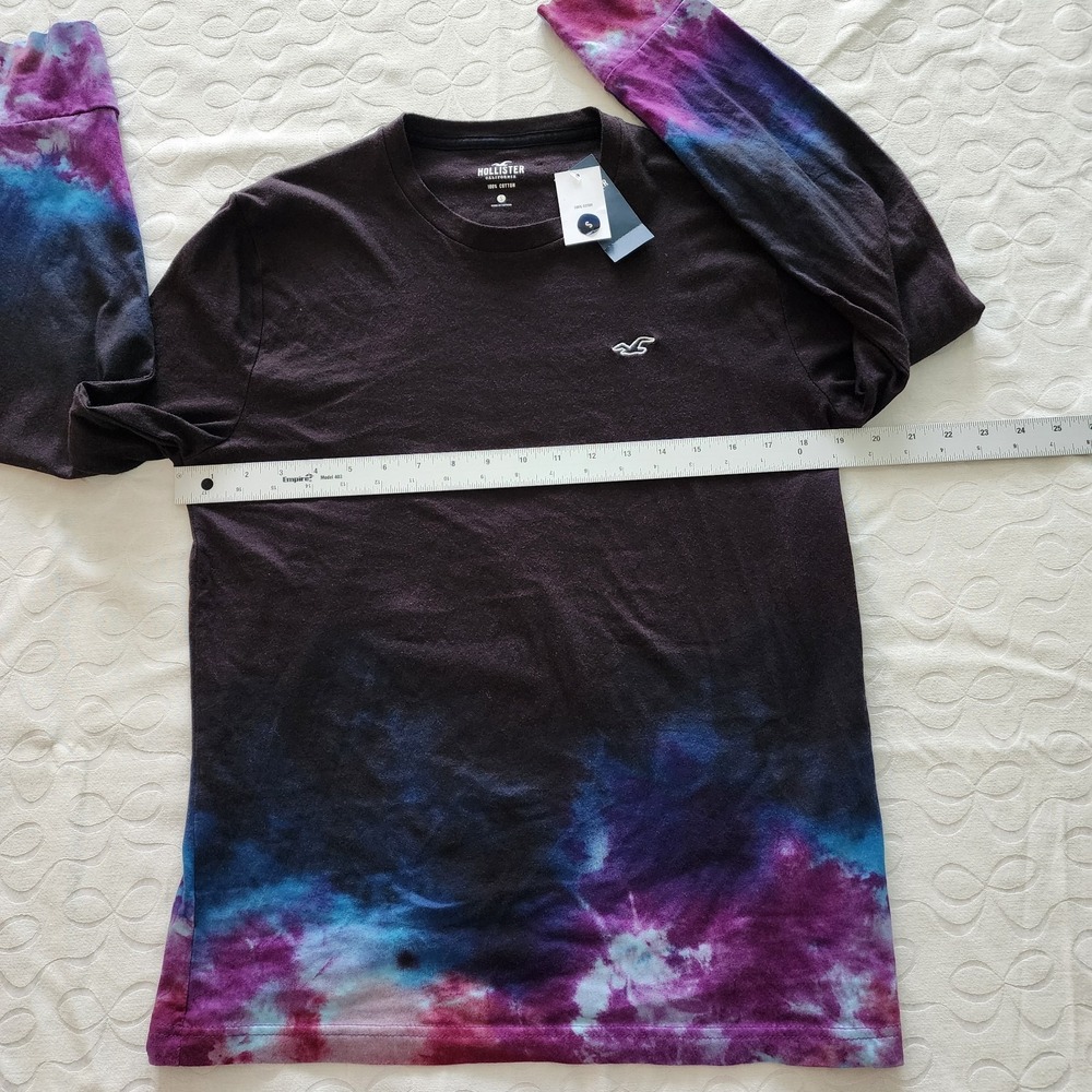 NWT Hollister Men S Long Sleeve T-Shirt Galaxy Tie‎ Dye Alt Grunge Skater Y2K - Picture 9 of 10